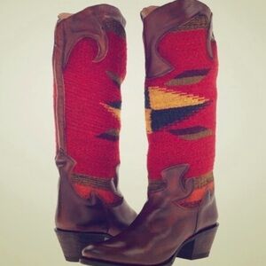 Stetson Cowboy Western Round Toe Aztec Cowgirl Boots Size 7.5 Rare!